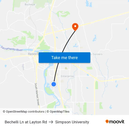 Bechelli Ln at Layton Rd to Simpson University map