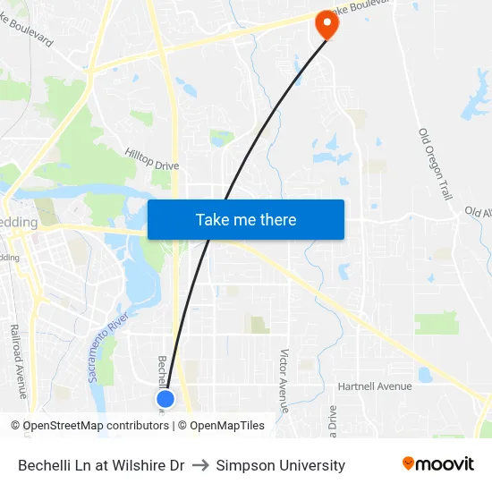 Bechelli Ln at Wilshire Dr to Simpson University map