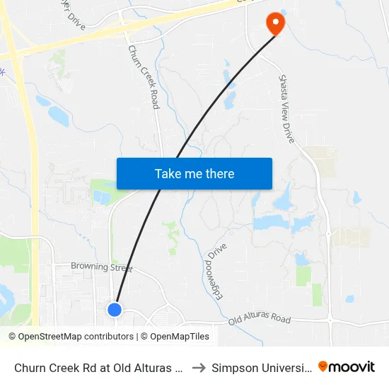Churn Creek Rd at Old Alturas Rd to Simpson University map