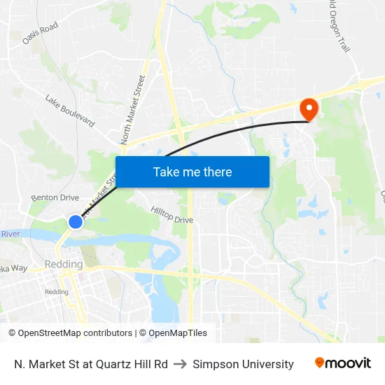 N. Market St at Quartz Hill Rd to Simpson University map
