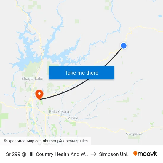 Sr 299 @ Hill Country Health And Wellness Center to Simpson University map