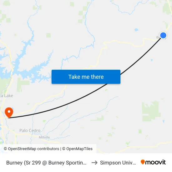 Burney (Sr 299 @ Burney Sporting Goods) to Simpson University map