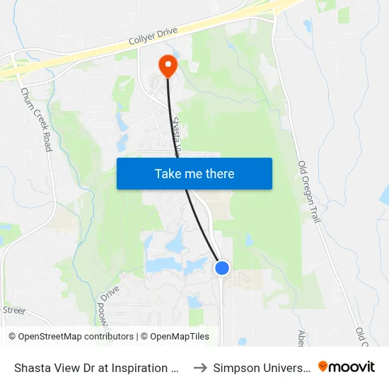 Shasta View Dr at Inspiration Way to Simpson University map