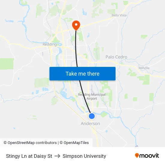 Stingy Ln at Daisy St to Simpson University map