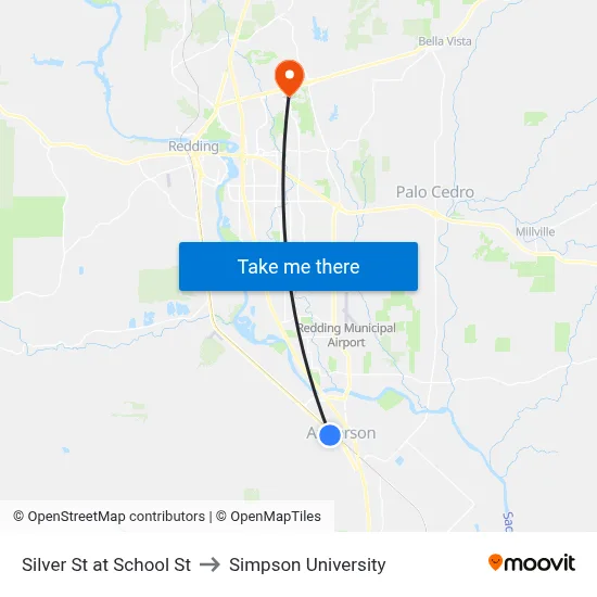 Silver St at School St to Simpson University map
