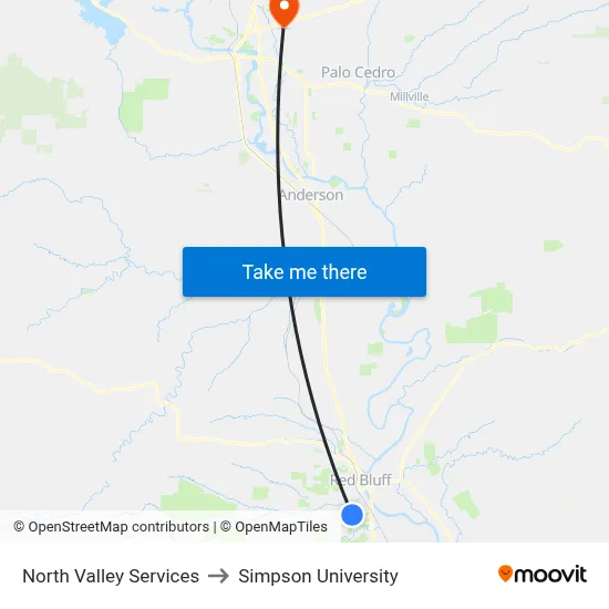 North Valley Services to Simpson University map