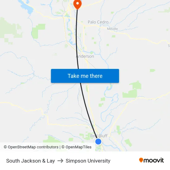 South Jackson & Lay to Simpson University map