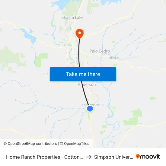 Home Ranch Properties - Cottonwood to Simpson University map