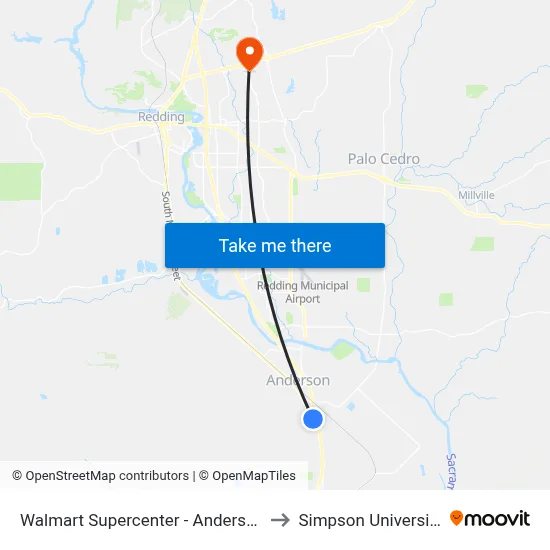 Walmart Supercenter - Anderson to Simpson University map