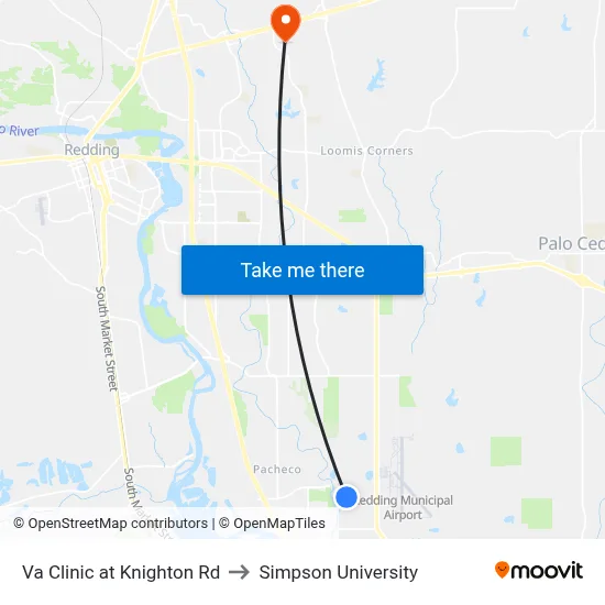 Va Clinic at Knighton Rd to Simpson University map