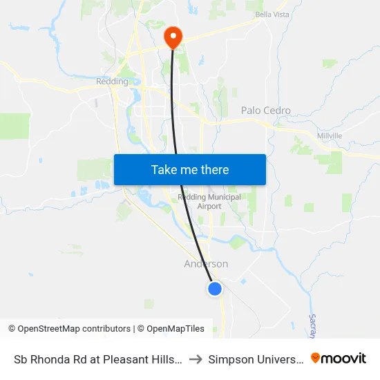 Sb Rhonda Rd at Pleasant Hills Dr to Simpson University map