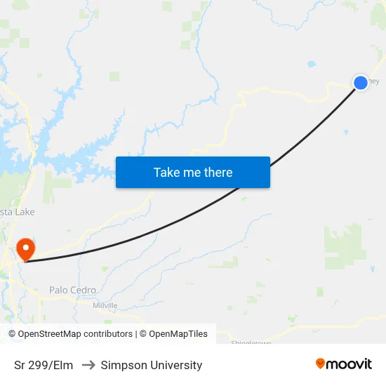 Sr 299/Elm to Simpson University map