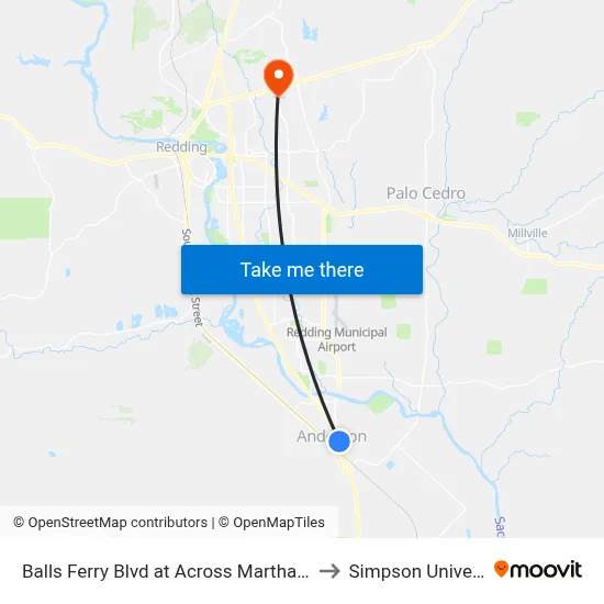 Balls Ferry Blvd at Across Martha St (Fb) to Simpson University map