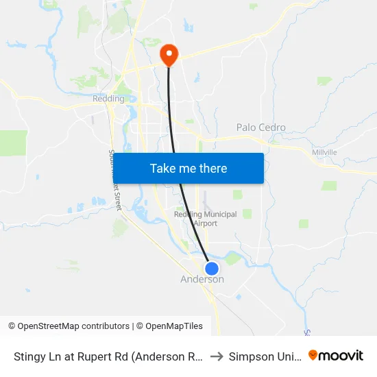 Stingy Ln at Rupert Rd (Anderson River Park) (Ns) to Simpson University map