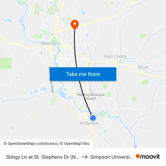 Stingy Ln at St. Stephens Dr (Ns) to Simpson University map