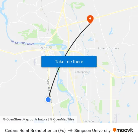 Cedars Rd at Branstetter Ln (Fs) to Simpson University map