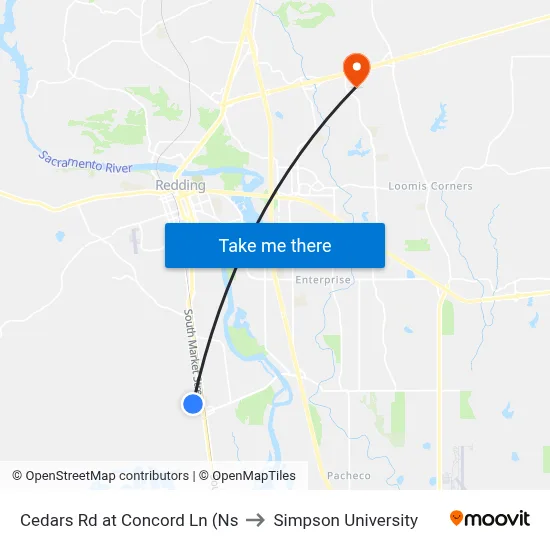 Cedars Rd at Concord Ln (Ns to Simpson University map