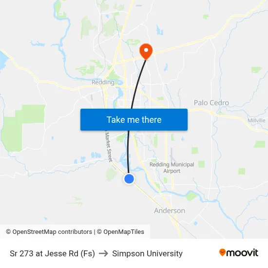 Sr 273 at Jesse Rd (Fs) to Simpson University map