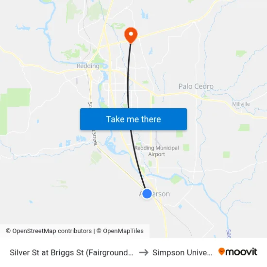 Silver St at Briggs St (Fairgrounds) (Fs) to Simpson University map