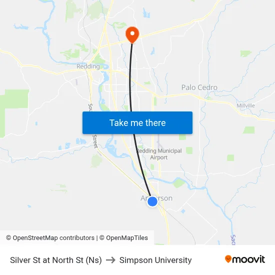 Silver St at North St (Ns) to Simpson University map