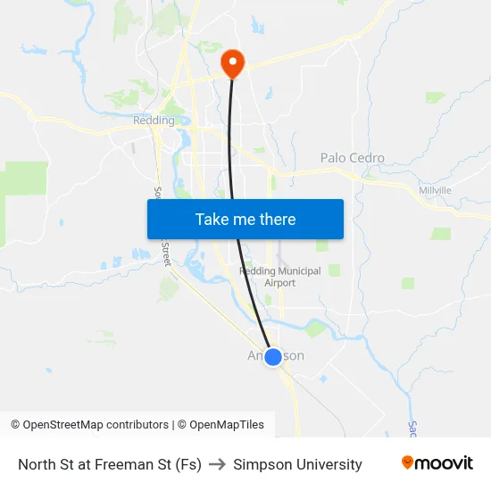 North St at Freeman St (Fs) to Simpson University map