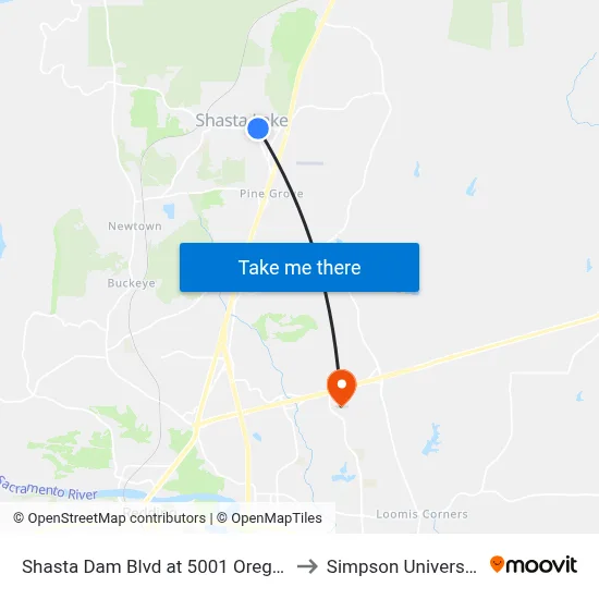 Shasta Dam Blvd at 5001 Oregon to Simpson University map