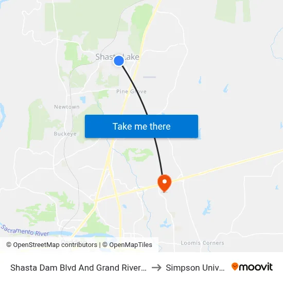 Shasta Dam Blvd And Grand River Ave (Ns) to Simpson University map