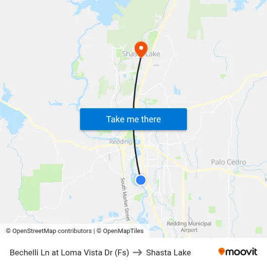 Bechelli Ln at Loma Vista Dr (Fs) to Shasta Lake map