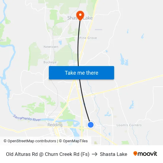 Old Alturas Rd @ Churn Creek Rd (Fs) to Shasta Lake map