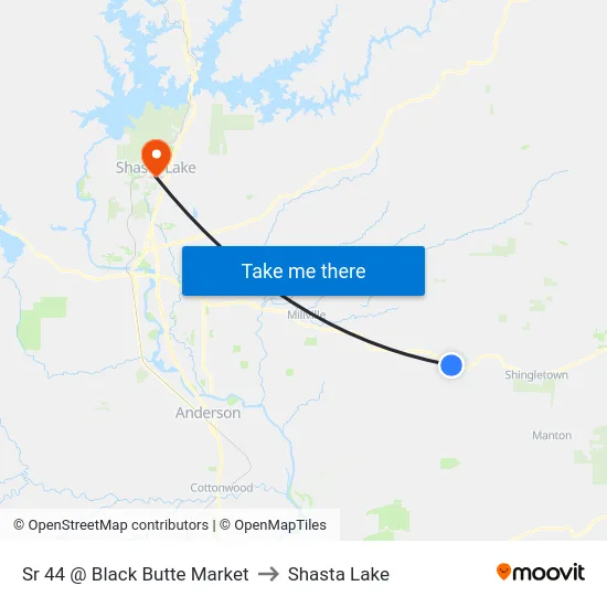 Sr 44 @ Black Butte Market to Shasta Lake map
