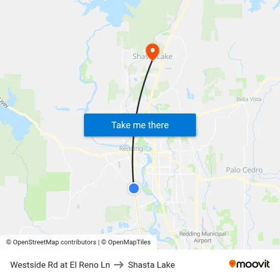 Westside Rd at El Reno Ln to Shasta Lake map