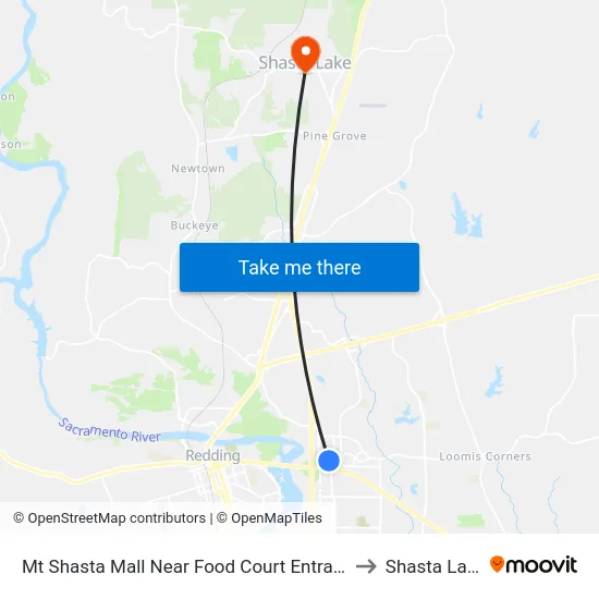 Mt Shasta Mall Near Food Court Entrance to Shasta Lake map