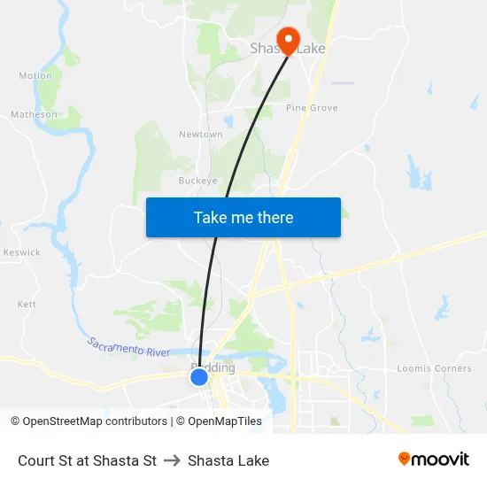 Court St at Shasta St to Shasta Lake map