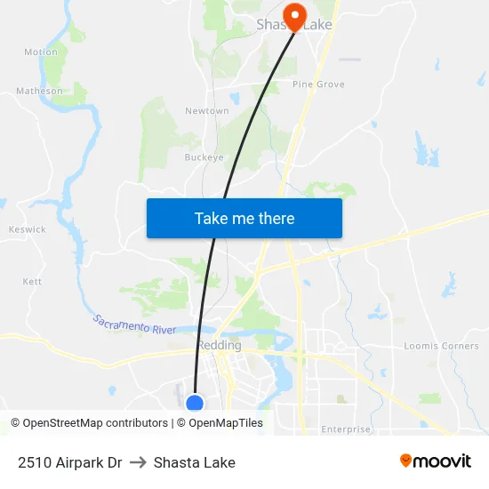 2510 Airpark Dr to Shasta Lake map