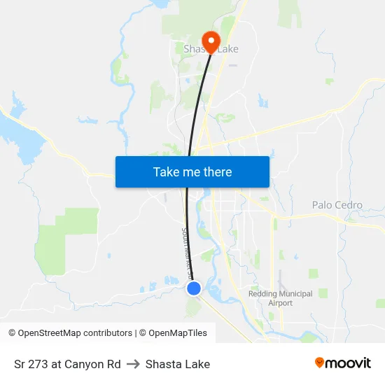 Sr 273 at Canyon Rd to Shasta Lake map