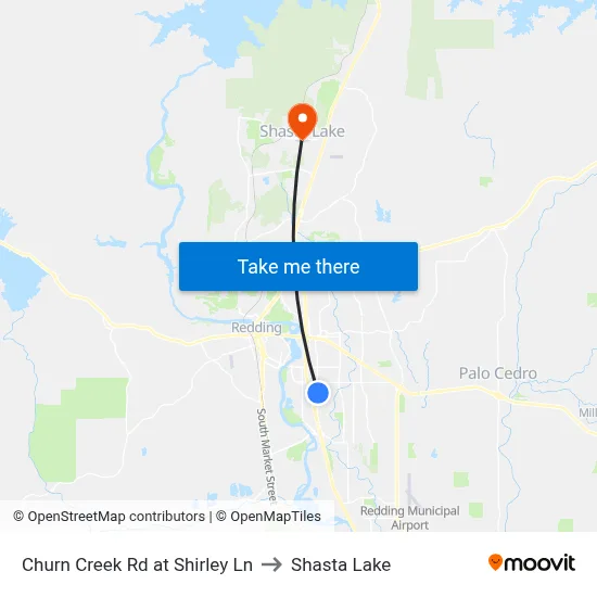 Churn Creek Rd at Shirley Ln to Shasta Lake map