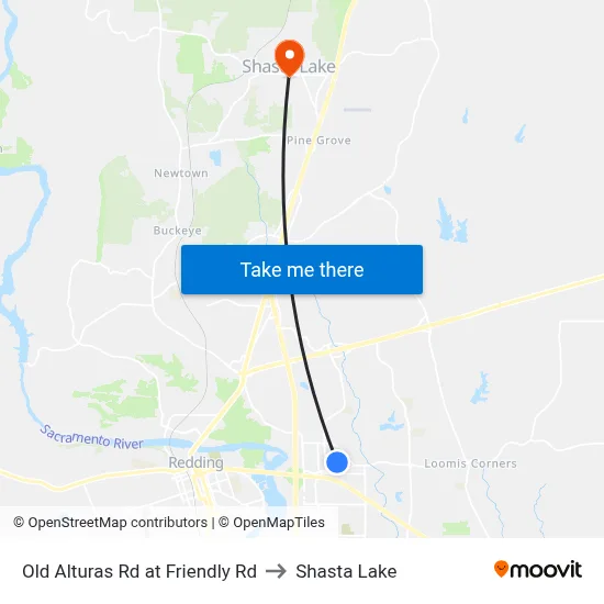 Old Alturas Rd at Friendly Rd to Shasta Lake map