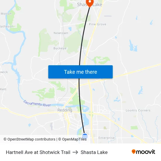 Hartnell Ave at Shotwick Trail to Shasta Lake map