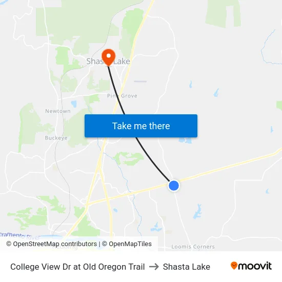 College View Dr at Old Oregon Trail to Shasta Lake map