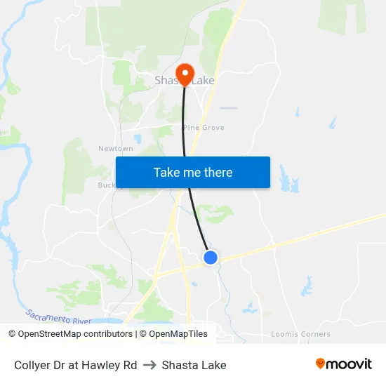 Collyer Dr at Hawley Rd to Shasta Lake map
