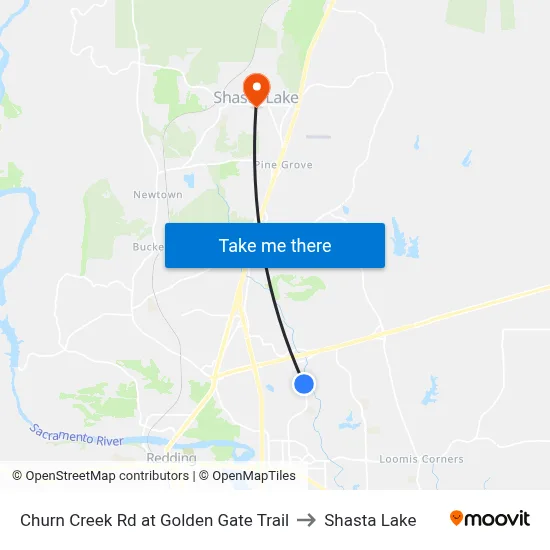 Churn Creek Rd at Golden Gate Trail to Shasta Lake map
