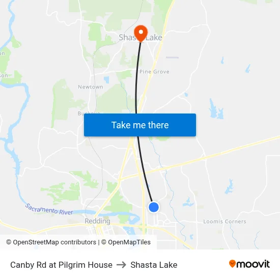 Canby Rd at Pilgrim House to Shasta Lake map