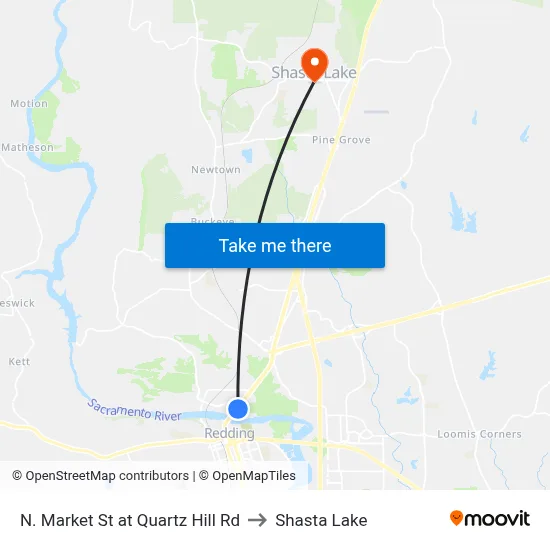 N. Market St at Quartz Hill Rd to Shasta Lake map