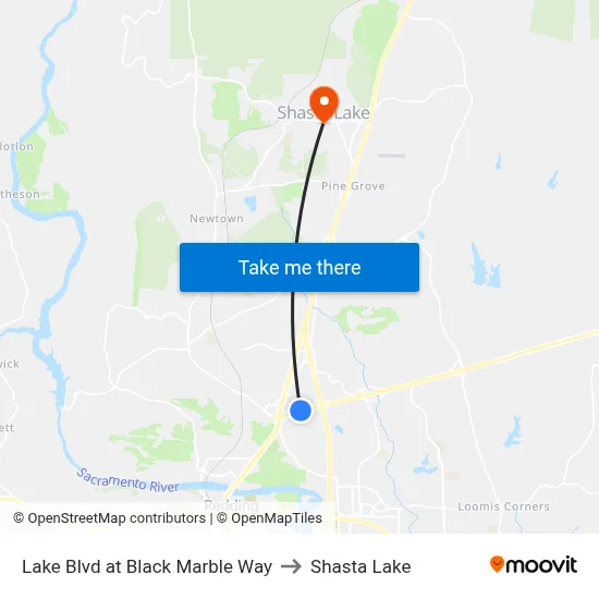Lake Blvd at Black Marble Way to Shasta Lake map