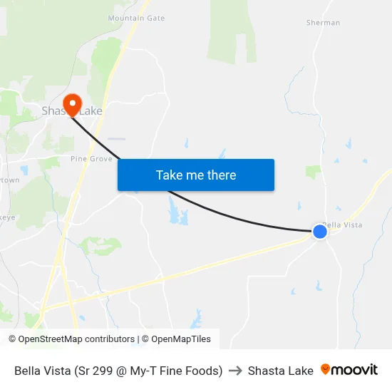 Bella Vista (Sr 299 @ My-T Fine Foods) to Shasta Lake map