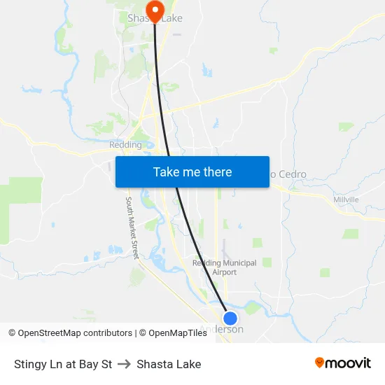 Stingy Ln at Bay St to Shasta Lake map