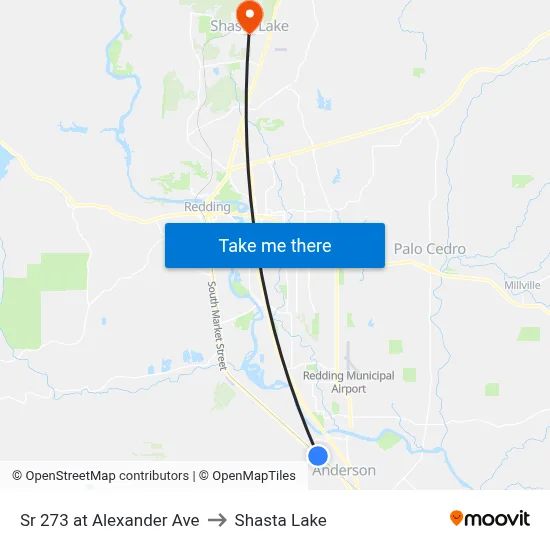 Sr 273 at Alexander Ave to Shasta Lake map