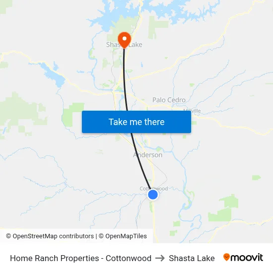 Home Ranch Properties - Cottonwood to Shasta Lake map