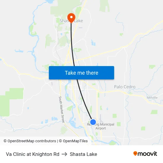Va Clinic at Knighton Rd to Shasta Lake map