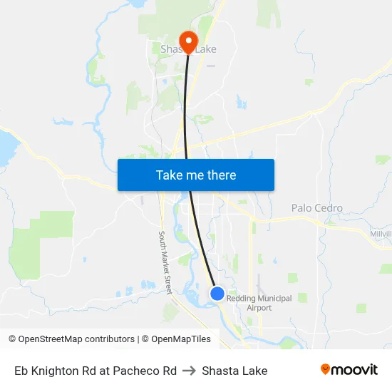 Eb Knighton Rd at Pacheco Rd to Shasta Lake map